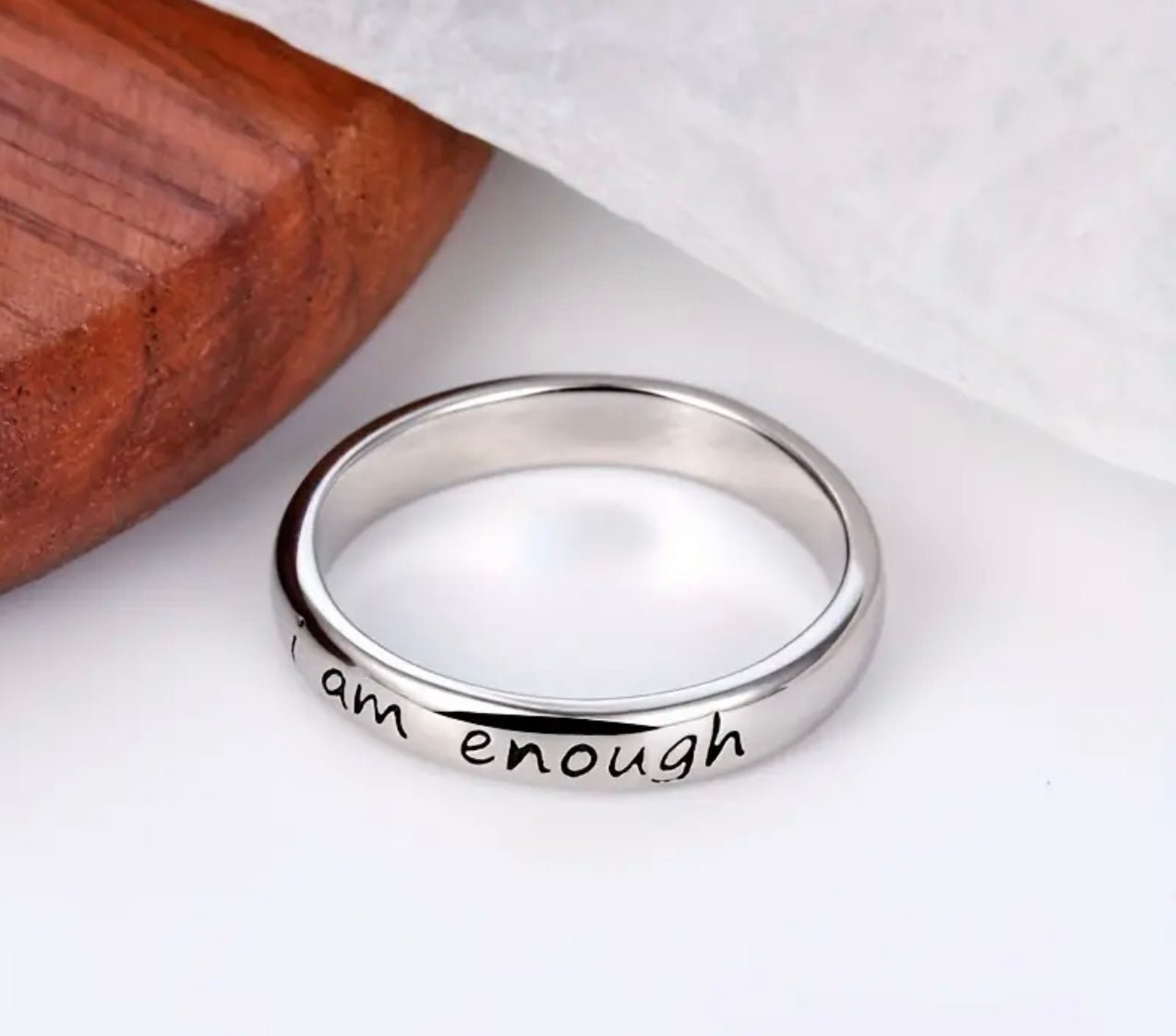 I Am Enough Empowerment Ring (SIZED) - Eleni Jewels